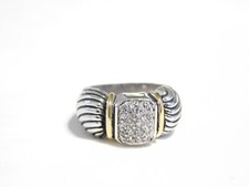 Sterling Silver Gold Plated Simulated Stone Ring 925