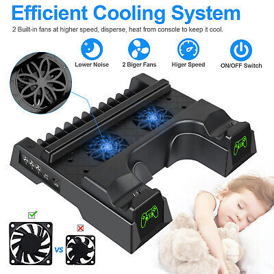 For PS4/PS4 Slim/PS4 Pro Vertical Stand LED Cooling Fan Dual Controller  Charger Charging Station For SONY Playstation 4 Cooler