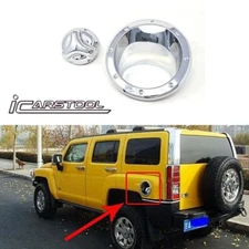Chrome Gas Tank Cover Fuel Door Lid Bezel Cap Trim Molding For 2006-10 Hummer H3