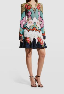 $6995 Naeem Khan Women's Blue Floral Bead Embroidered Mini Dress Size 10 |  eBay
