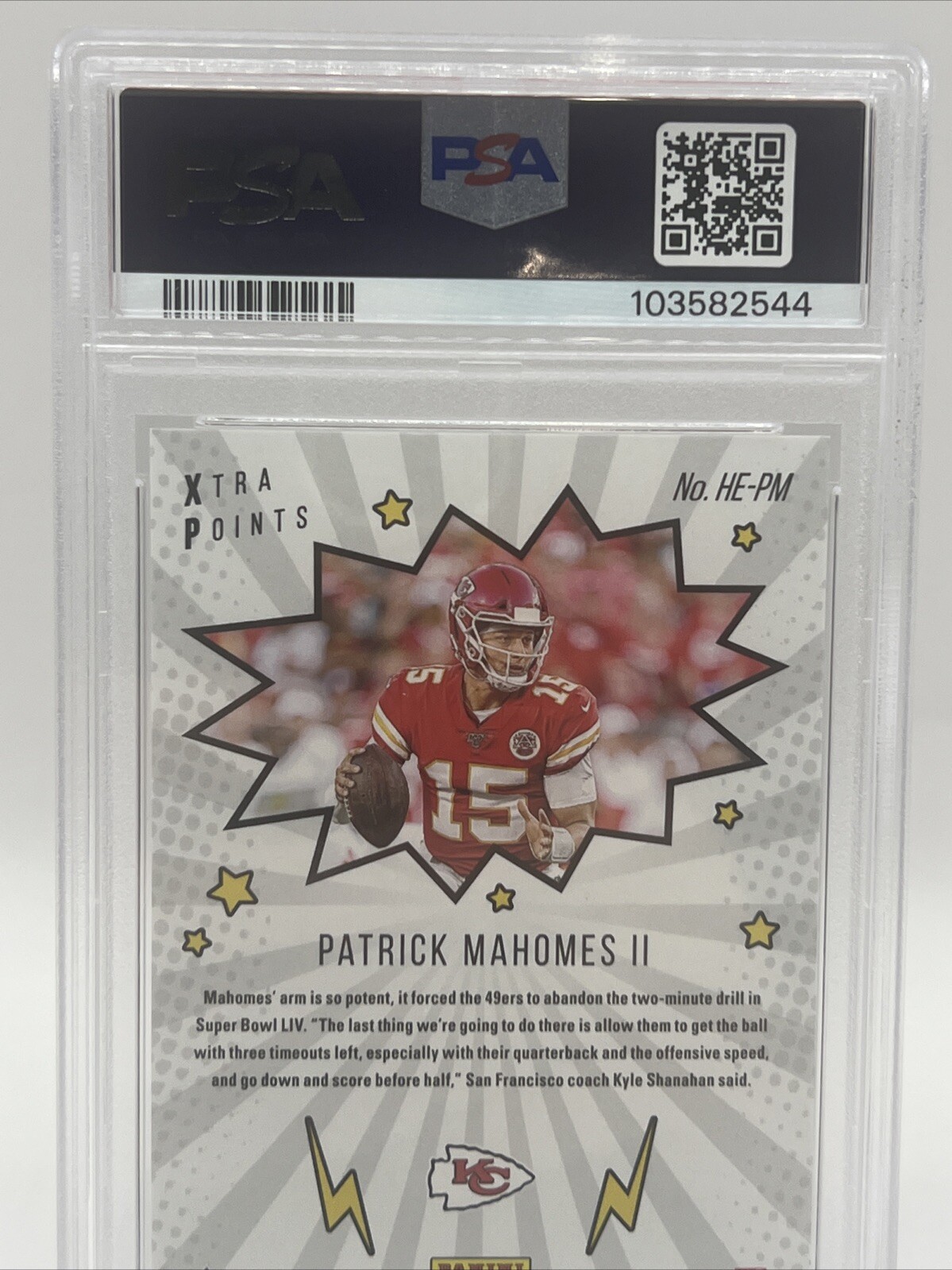 2020 Panini Prestige HEROES Green Insert PATRICK MAHOMES PSA 9 MINT #HEPM 58/99 view 11