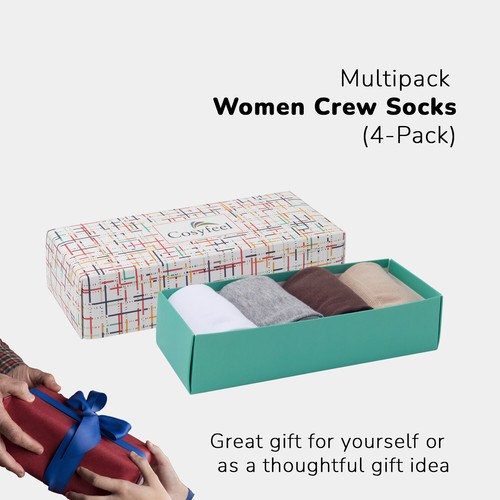 Cosyfeel® Women Crew Dress Socks 4-Pack Cotton Material Durable Seamless Toe - Picture 79 of 80