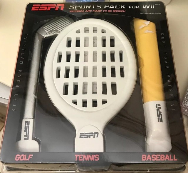 ESPN Wii Sports Pack Controller Attachment, Golf, Tennis, Baseball, New