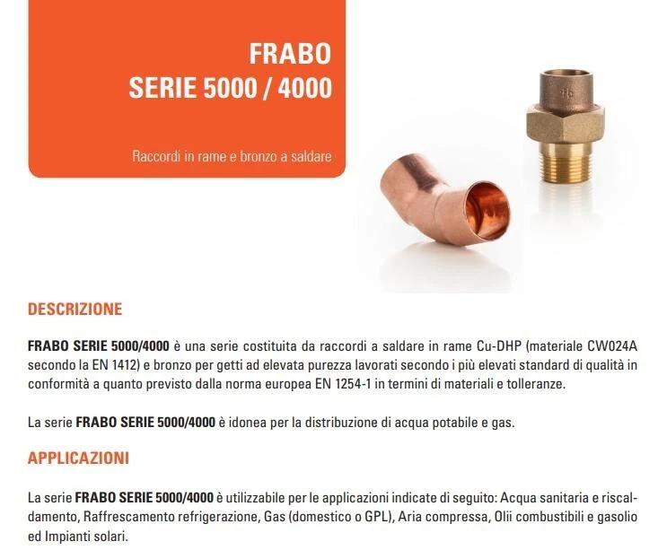TUBO  IN VERGA E RACCORDI RAME A SALDARE CERTIFICATI TUTTE LE MISURE FRABO ACQUA - Immagine 2 di 2