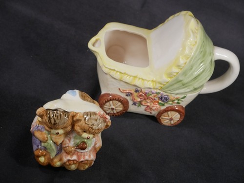 Teddy Bear Teapot Vintage Novelty , Cute Baby Bears In A Pram Made in Taiwan - Foto 5 di 9
