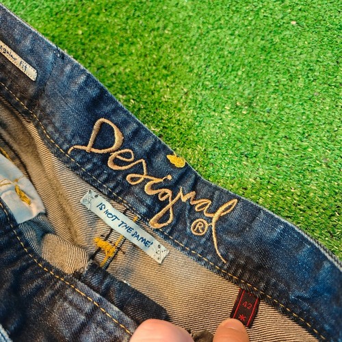 Desigual Jeans Damen 42 Straight Regular Fit Button Fly Whiskering Used - Bild 6 von 18