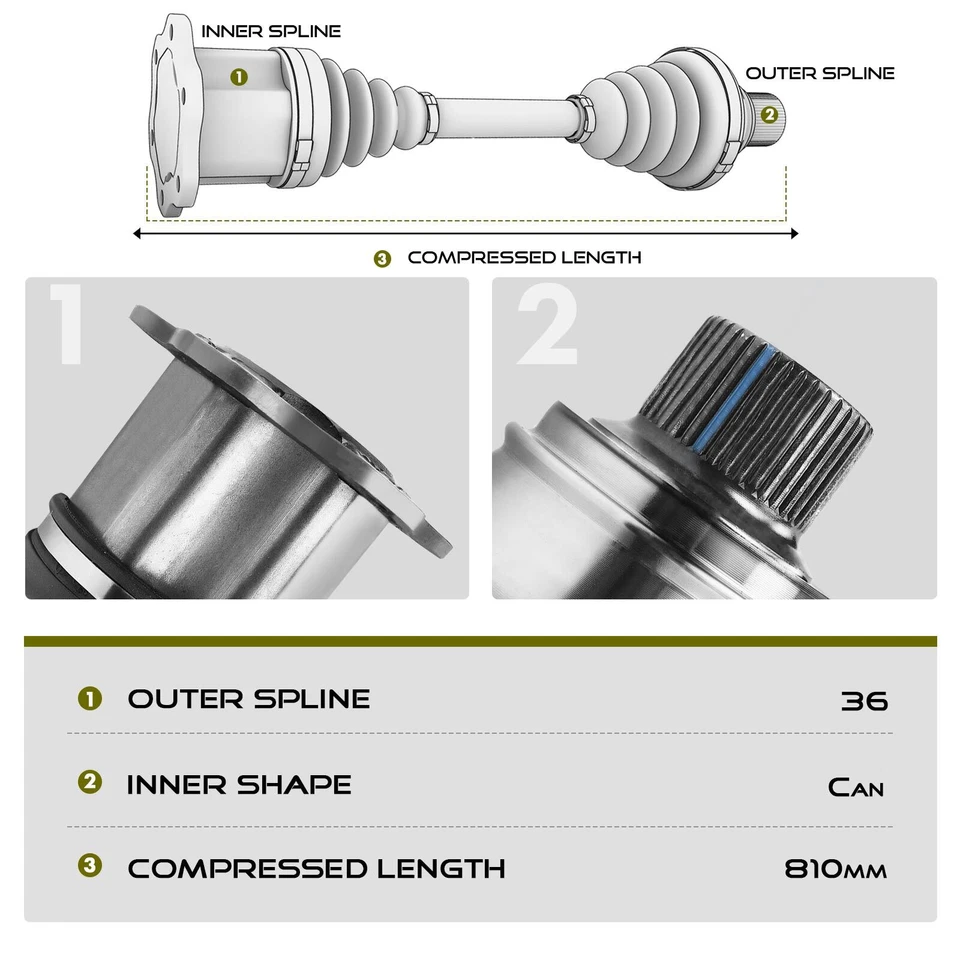 Conjunto de eje CV para Volkswagen Golf 2002-2006 Jetta 2002-2005 delantero derecho Foto 2 de 4
