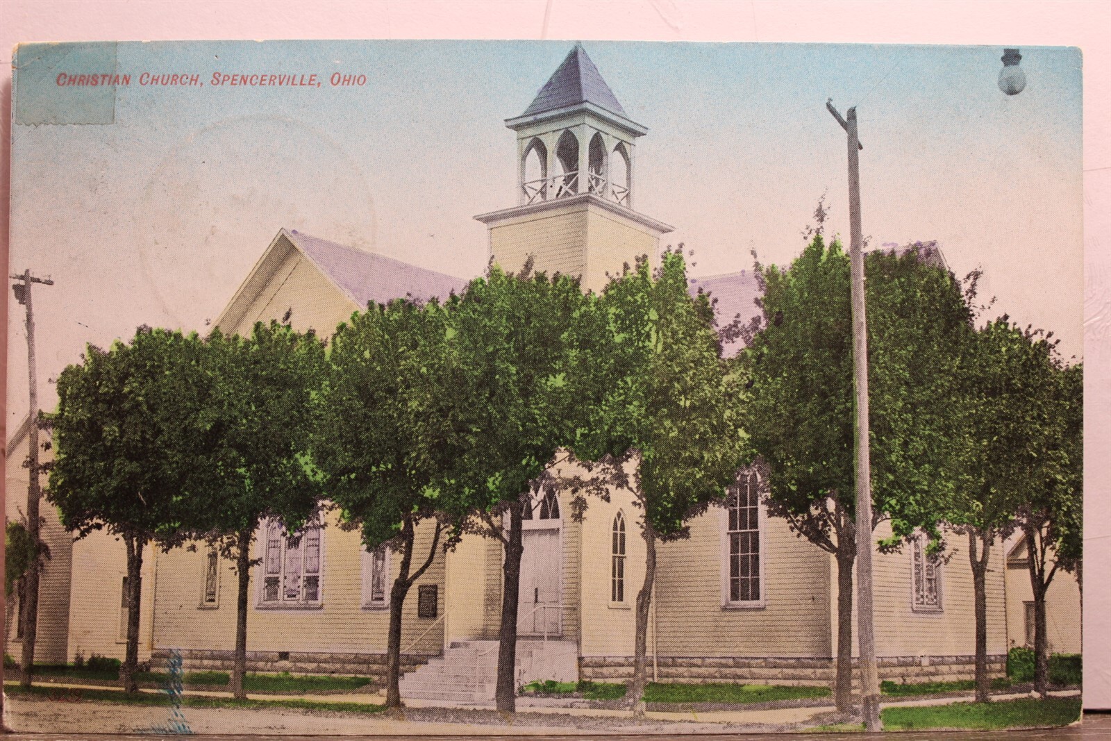 Ohio OH Spencerville Christian Church Postcard Old Vintage Card View