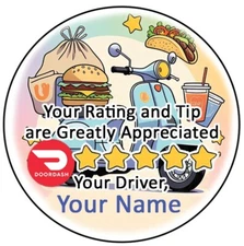 1.5 inch Personalized custom Doordash, uber eats, postmates, grub hub, delivery 