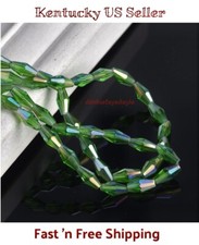39-40 pcs 8x4mm AB or Transparent Fern Green Long Bicone Crystal beads Jewelry