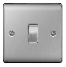BG Nexus NBS12 Brushed Steel Satin Chrome Single Light Switch 1 Gang 2 Way