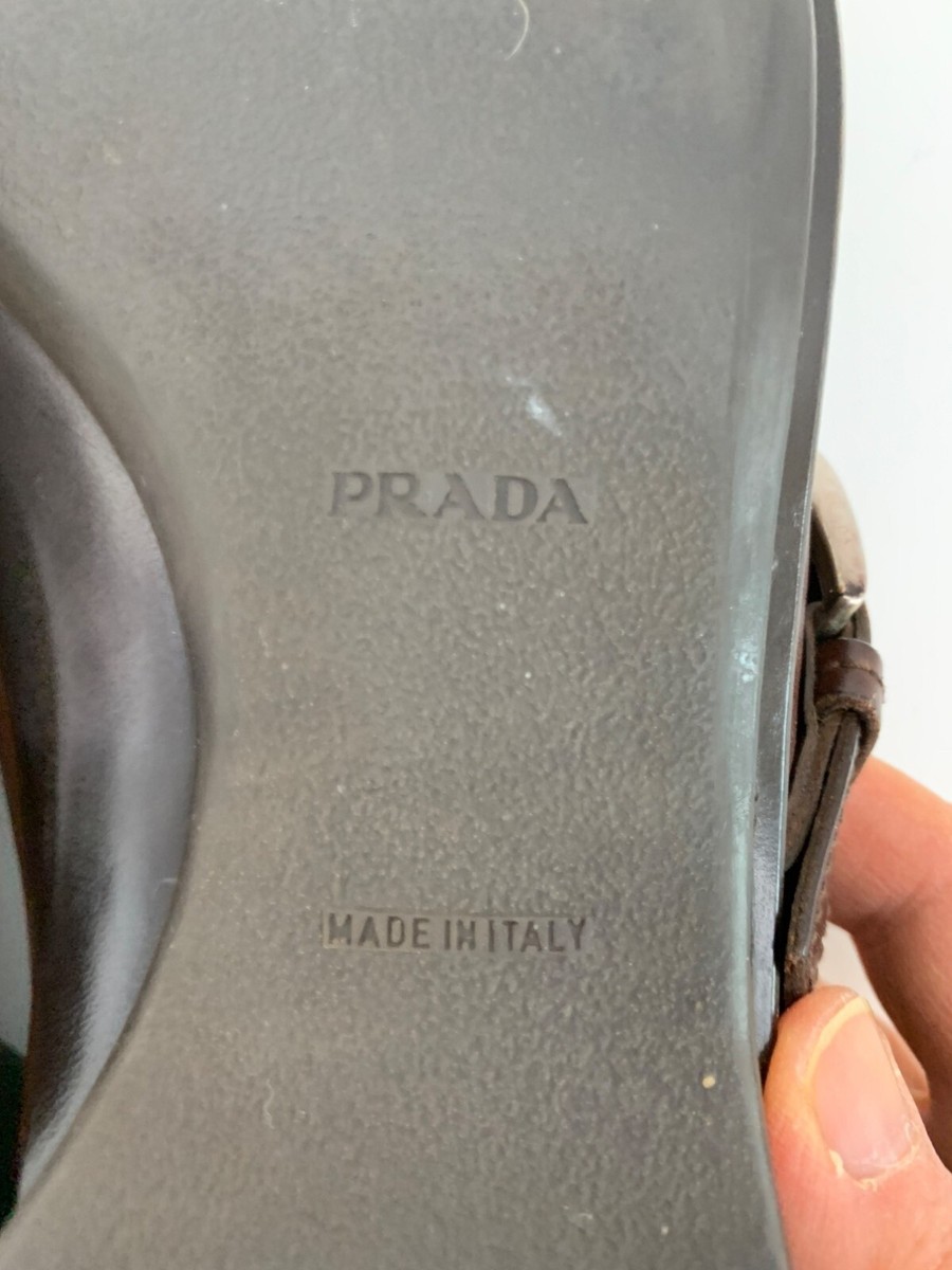 VTG Prada Italy Mens Brown Leather Buckle Loafers Size 10 US  display picture 1