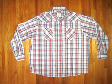 Vintage Men's Wrangler Red/Gray Pearl Snap Western Plaid Cowboy Shirt 3XL