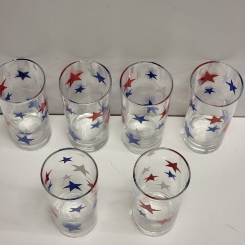 GENIAL - 6er Set Libbey Glas patriotisch rot, weiß & blau USA STARS Brille - Bild 10 von 12