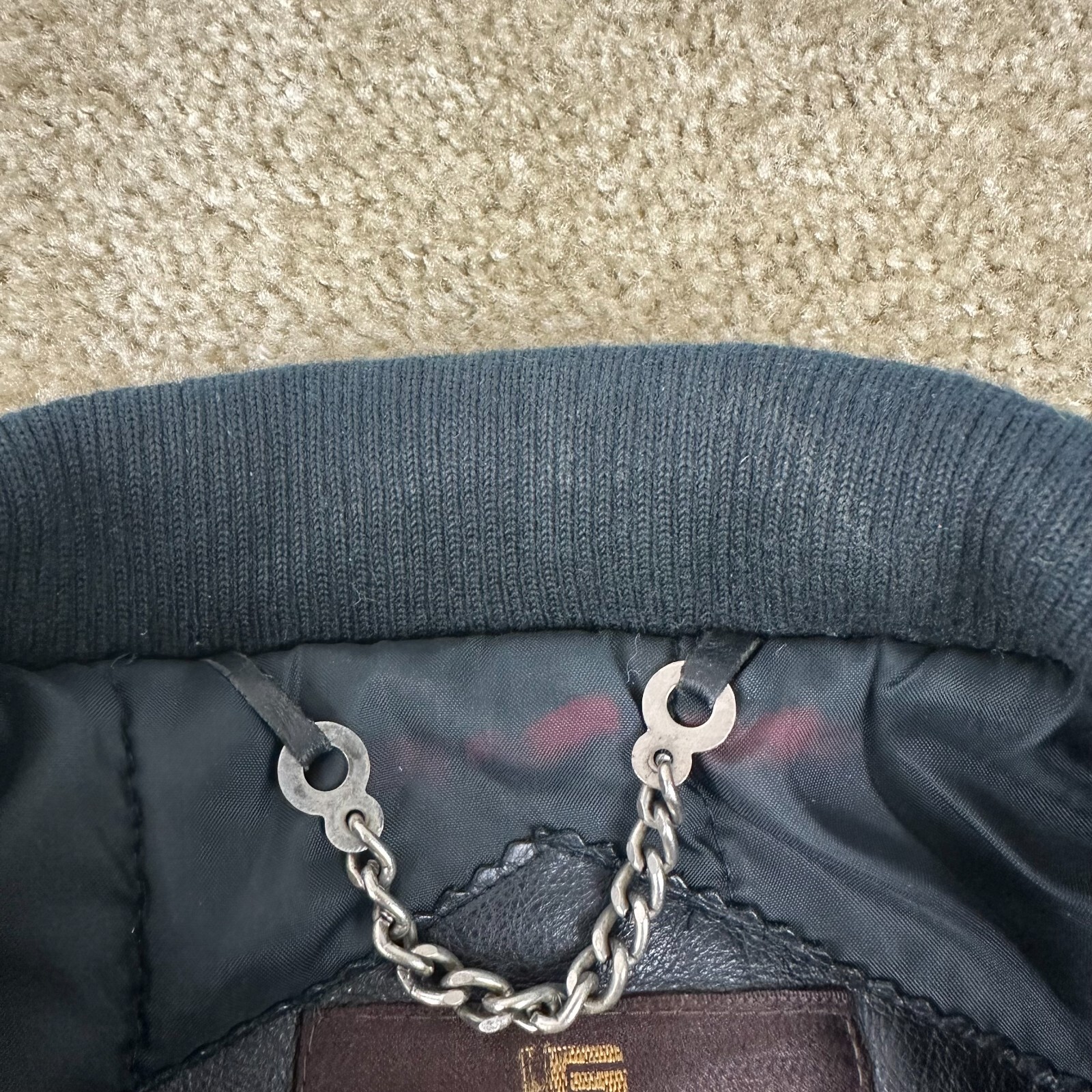 Guy Laroche Paris Mens Bomber Jacket L Leather Zip Up snap Black