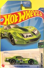 Hot Wheels Blue Card 2022 HW Contoured #021 76 GREENWOOD CORVETTE Green HCW80