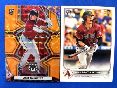 Jake McCarthy 2022 Mosaic Orange Reactive RC & 2022 Topps RC - Diamondbacks