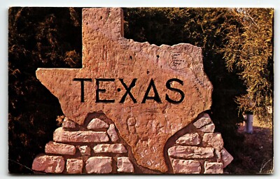 Texas Map Border Sign UNP Chrome Postcard