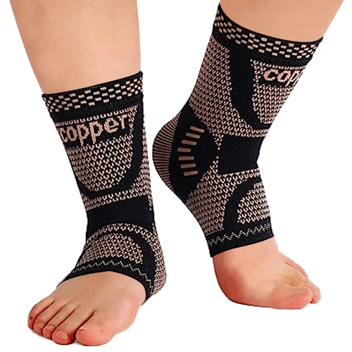 Copper Ankle Compression Sleeve Brace Support Socks Foot Fasciitis Pain Relief - Picture 15 of 42