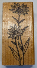 Wood/Rubber Stamp Daisy Flower with Leaves Stems