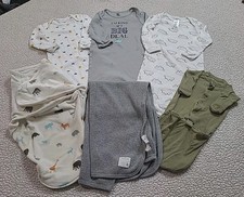 6PC Baby Boys 0-3/0-6 Months Long Sleeve Sleep Sags Mittens  Burts Bees Blanket