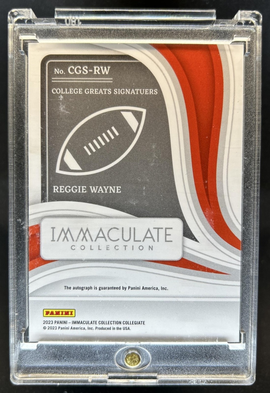 2023 Immaculate Collegiate Reggie Wayne College Greats Signatures Ruby Auto #/49 view 2