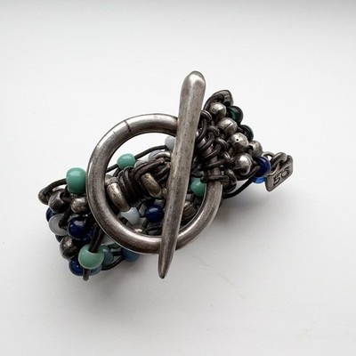 UNO de 50 Leather Bracelet Silver Plated Metal Multicolor Beads Handmade Spain