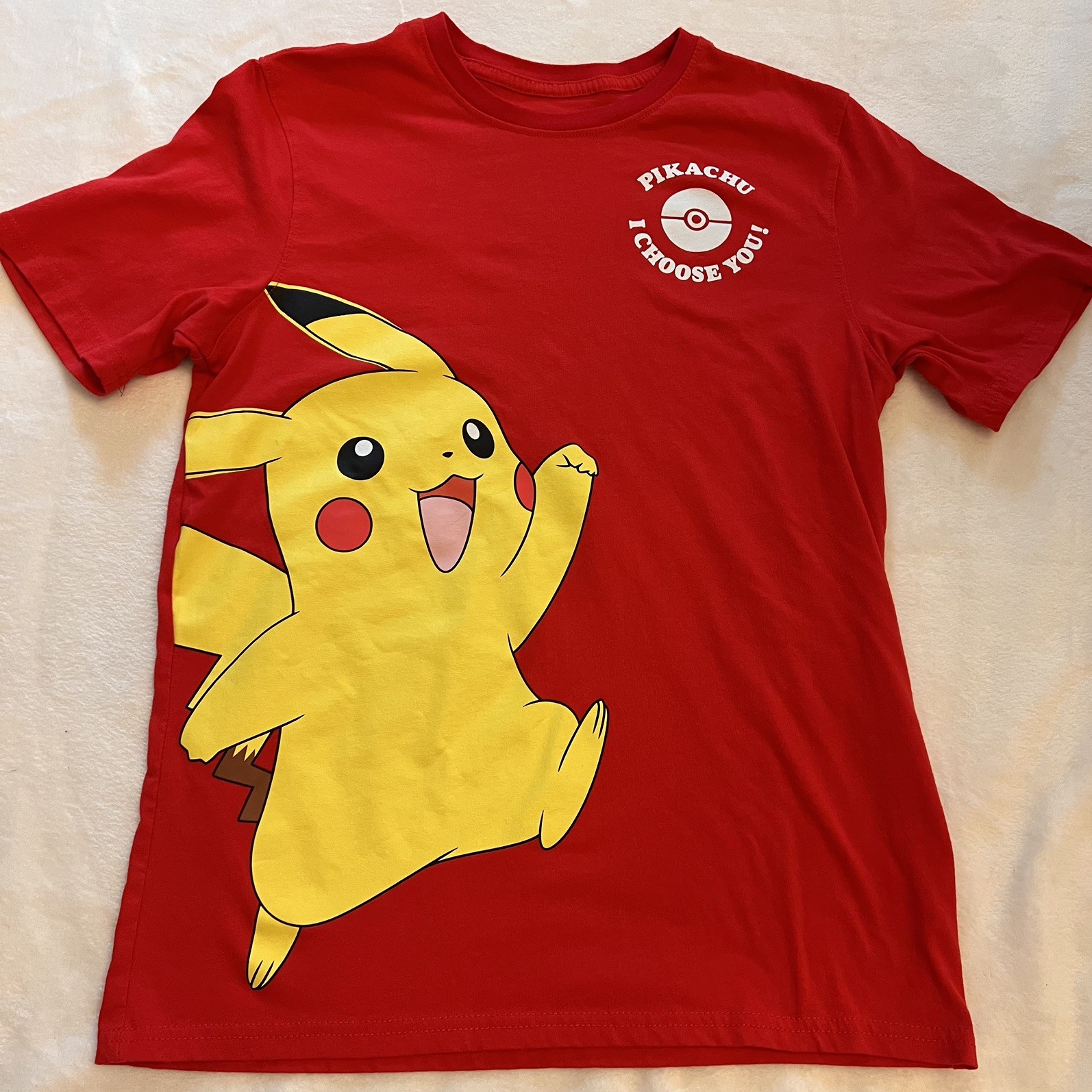 Pokemon Pikachu Graphic Print Short Sleeve T-Shirt Boys Red, Size Youth XXL 18