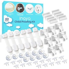 Inaya Complete Baby Proofing Kit - Child Safety Hidden Locks for Cabinets
