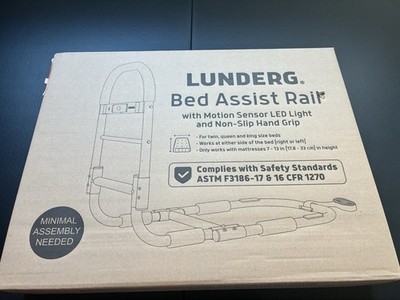 Lunderg Bed Assist Rail Motion Sensor LED Light Non-Slip Grip ASTM F3186-17