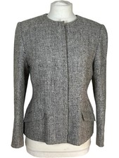 Jaeger Wool Silk Blend Grey Blazer UK 10