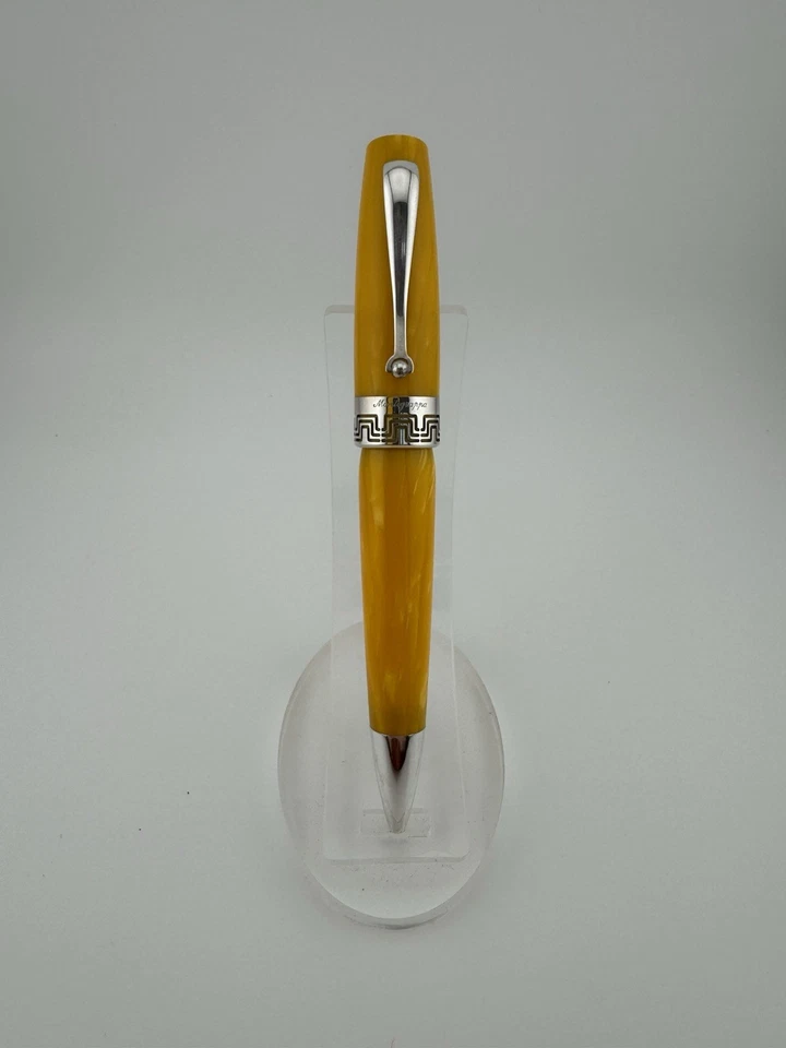 Montegrappa Miya Ballpoint Pen ISMYTBCY Silver and Yellow Celluloid. - Image 2 of 4