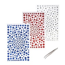 Red White and Blue Face Gems 4th of July Rhinestone Stickers Glitter 250th Ma...