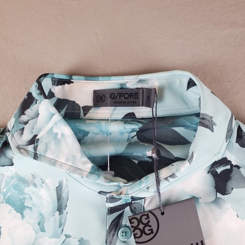 G/Fore Shirt Mens Small Blue Floral Golf Polo Short Sleeve Performance New - Picture 4 of 11