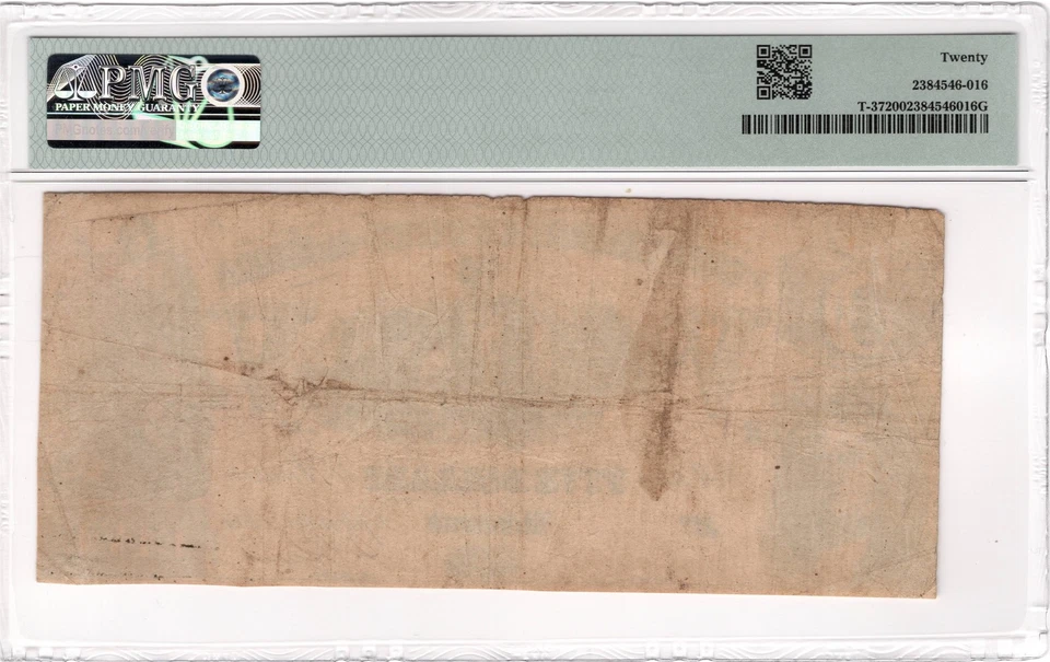 $5 1861 T-37 CSA Confederate States of America PMG VF20 - Image 2 of 2