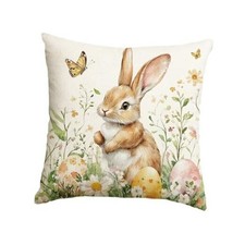 Easter Eggs Bunny Throw Pillow Cover, 18 x 18 Inch 18" x 18" Pack of 1
