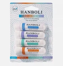 4pc SET Nasal Stick Boosts Focus + Enhances Breathing HANBOLI - USA Seller!