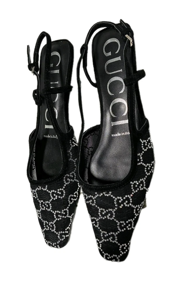Gucci Sandal, Crystal GG Monogram Demi Mesh Slingback. (CH) - Image 3 of 4