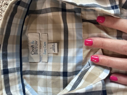 Croft & Barrow Men's Size Large L Button Up Short Sleeve Shirt Easy Care Plaid - Picture 3 of 5