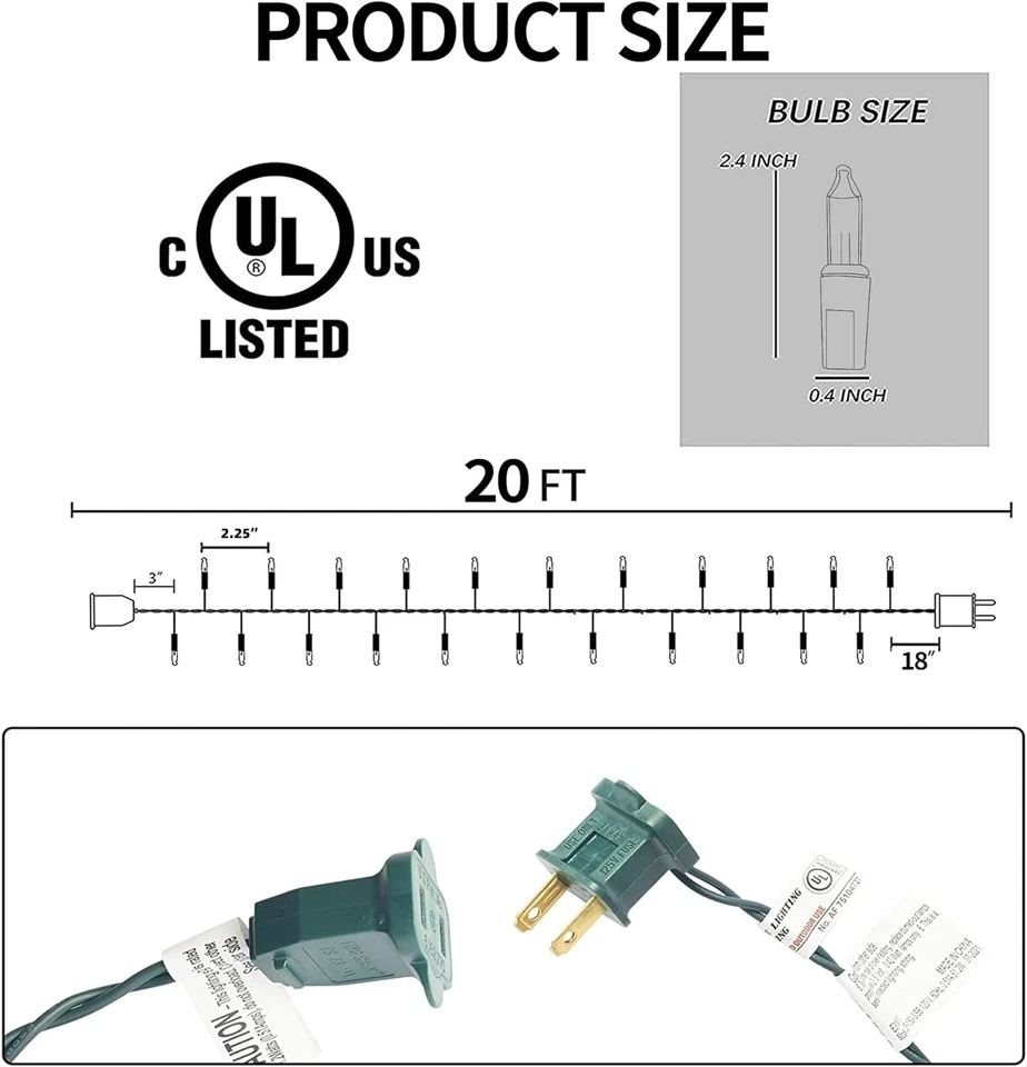 Warm White Christmas Lights 2 Pack Total 40FT 200 Count Incandescent Mini Lights - Image 2 of 4