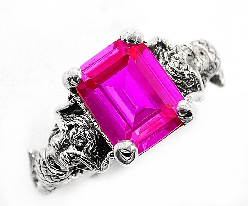 Mermaid 1CT Heat Treated Pink Topaz 925 Sterling Silver Ring Jewelry Sz 6 Z6-6