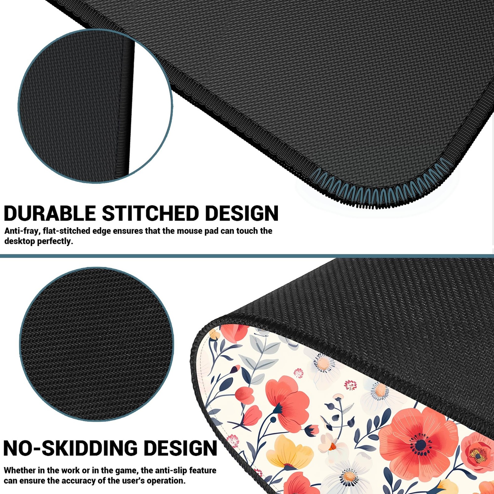 ProbTis Cute Flower Mouse Pad, Large Floral Desk Mat, XXL Gaming Keyboard Mat... - Thumbnail 4