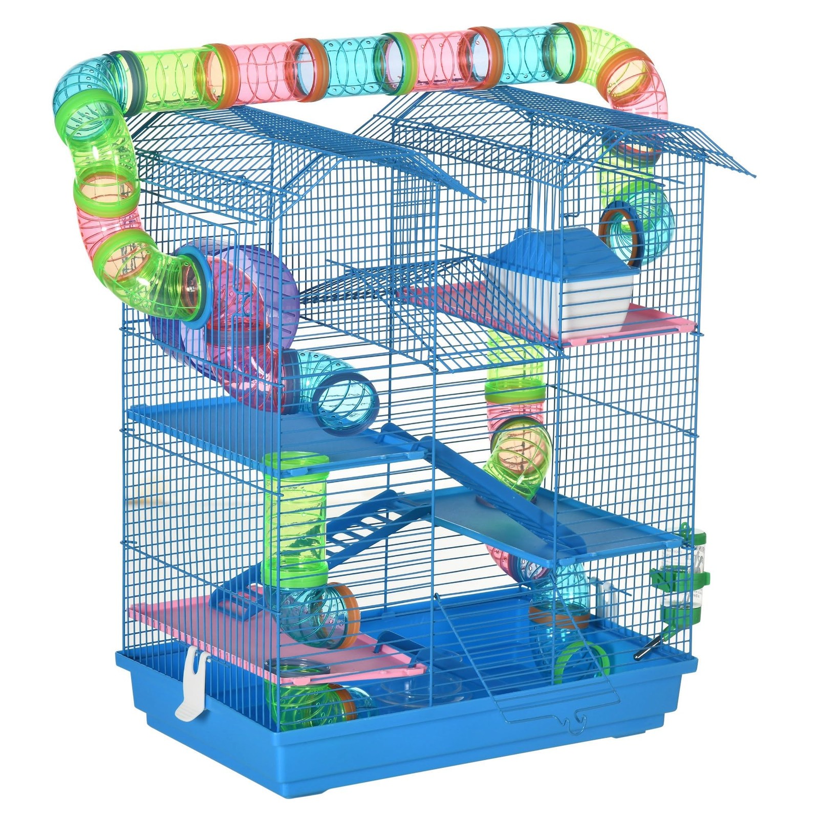 Cage pour hamster souris et rongeurs avec jouets et tunnel