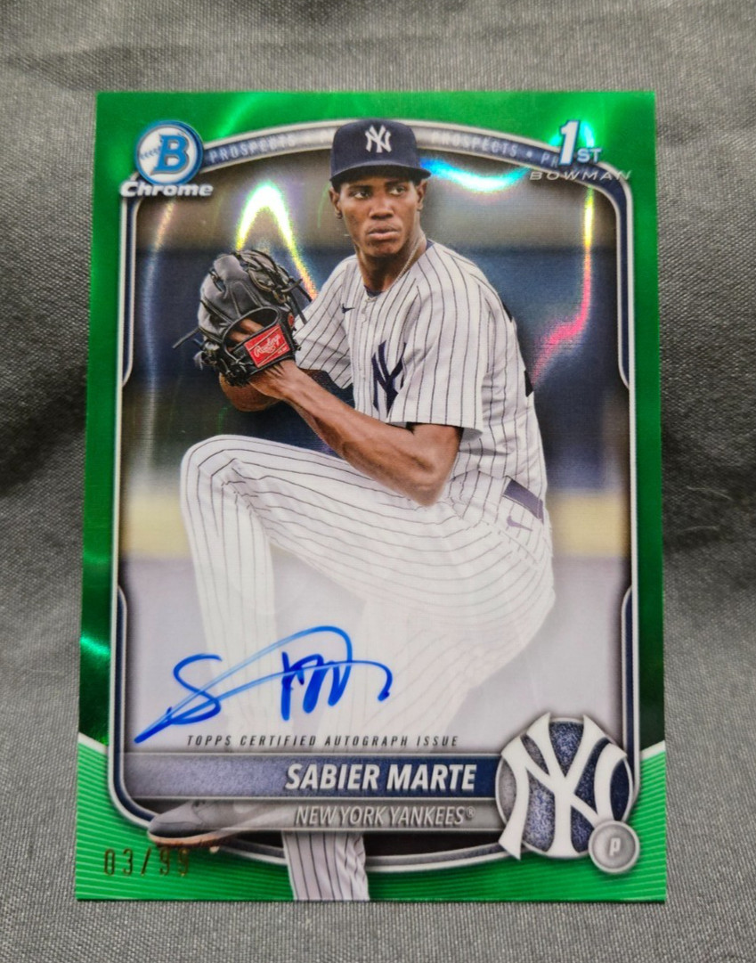 2025 Bowman Chrome 1st Auto Sabier Marte Green Lava Refractor /99