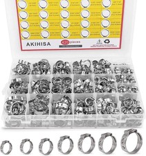 420Pcs Single Ear Hose Clamps 7-28.6mm 304 Stainless Steel Crimp Rings Kit
