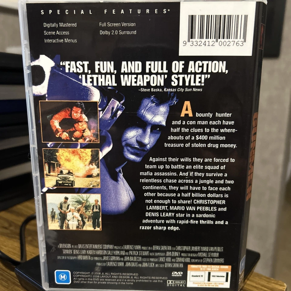 Gunmen DVD Region 4 1993 Action Comedy Christophe Lambert Mario Van Peebles OOP - Image 2 of 3