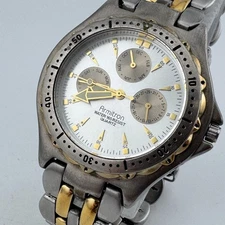 Armitron Quartz Watch 20/1383 Men 50m Dual Tone Fixed Bezel New Battery 6.25"