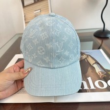 Louis Light Blue Monogram Denim Baseball Cap Adjustable Unisex Hat New