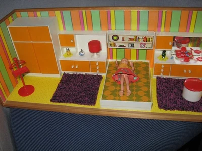 Modella Möbel 70er 5tlg schlafzimmer + Zubehör für Puppenhaus,Puppenstube - Bild 1 von 4