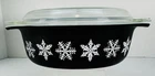 Pyrex Matte Black with White Snowflakes 1-1/2 Qt Casserole w/ Lid - #043 Vintage